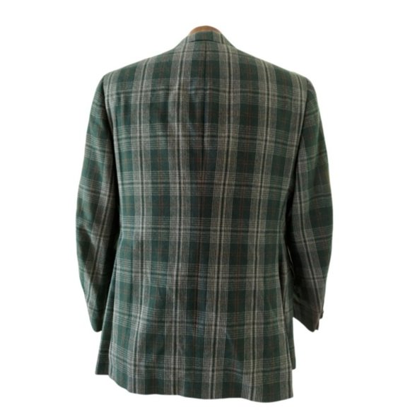 VTG BOTANY 500 Men's Green Plaid Sport Coat Jacket Size 40 Regular - Picture 7 of 11